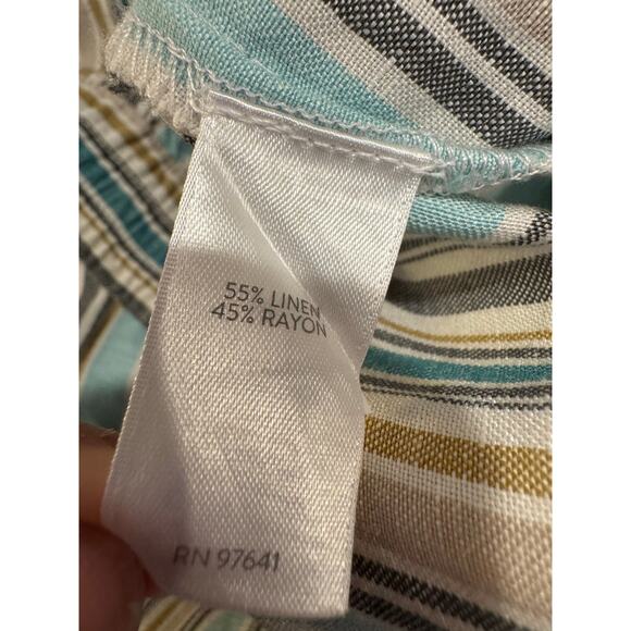 J. Jill NWT Aqua Beige Striped Linen Blend Pull-On Pants 3X - Picture 7 of 7